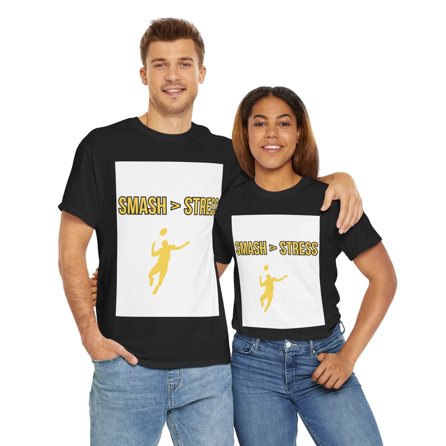 Smash > Stress — Badminton Graphic Tee