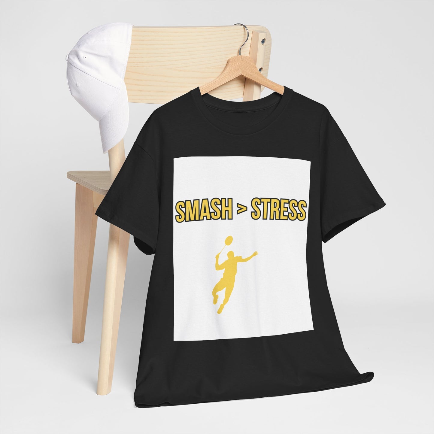Smash > Stress — Badminton Graphic Tee