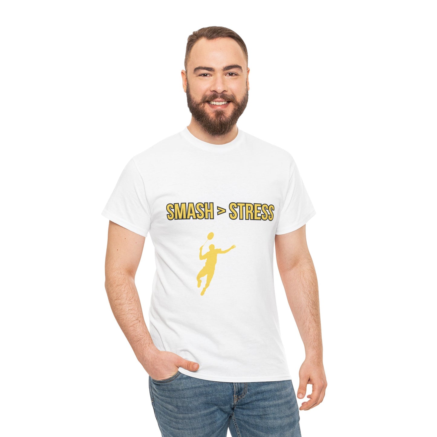 Smash > Stress — Badminton Graphic Tee