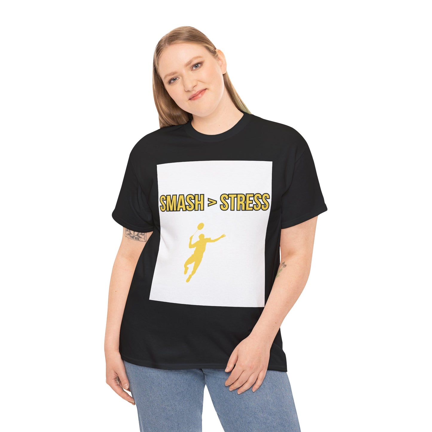 Smash > Stress — Badminton Graphic Tee