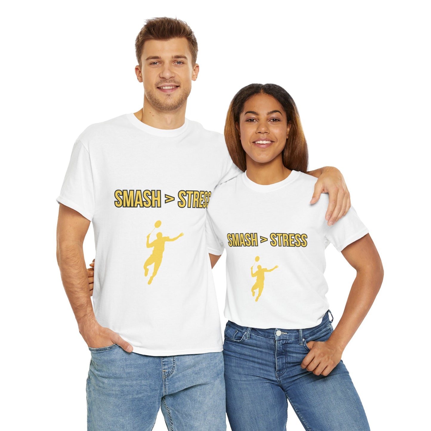 Smash > Stress — Badminton Graphic Tee