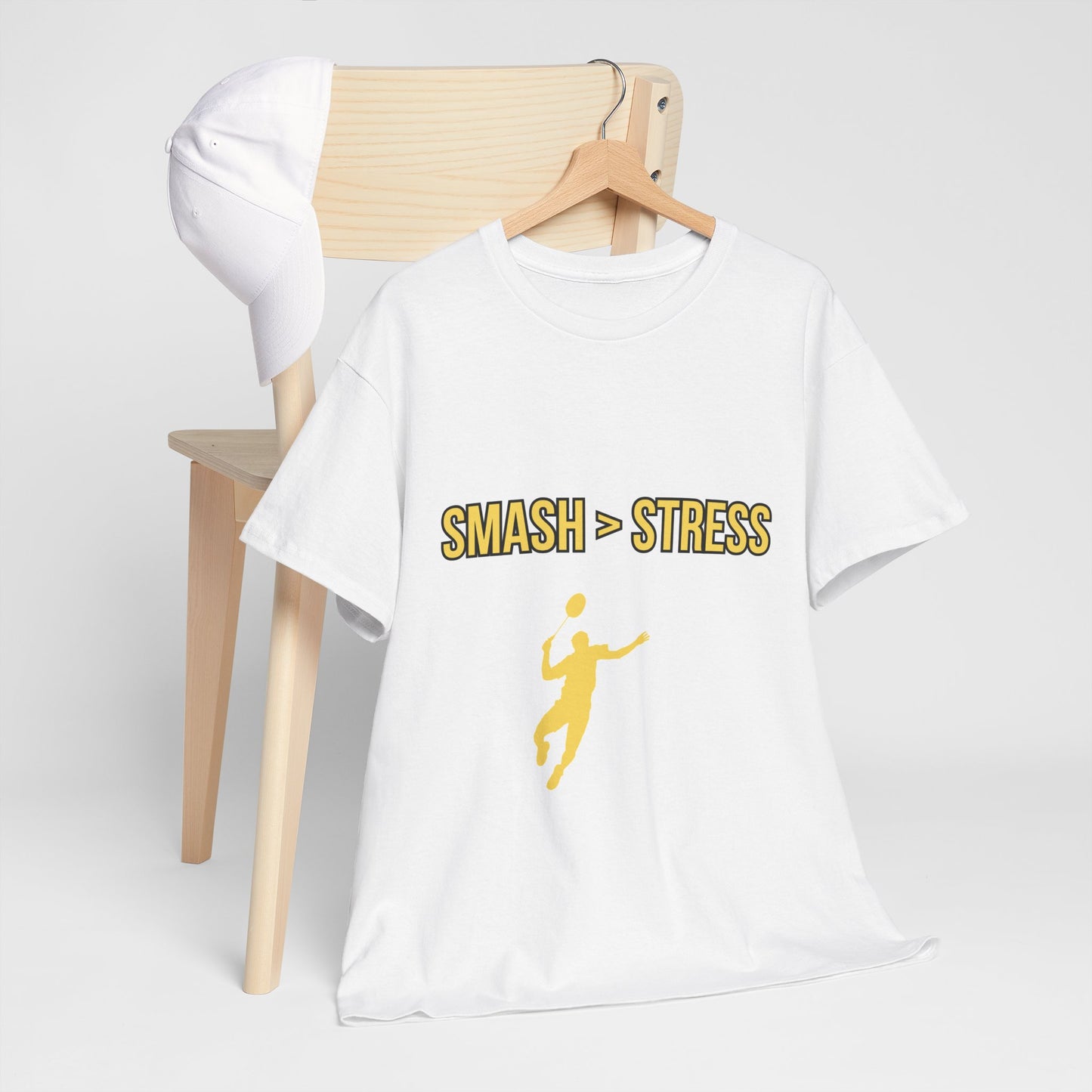 Smash > Stress — Badminton Graphic Tee