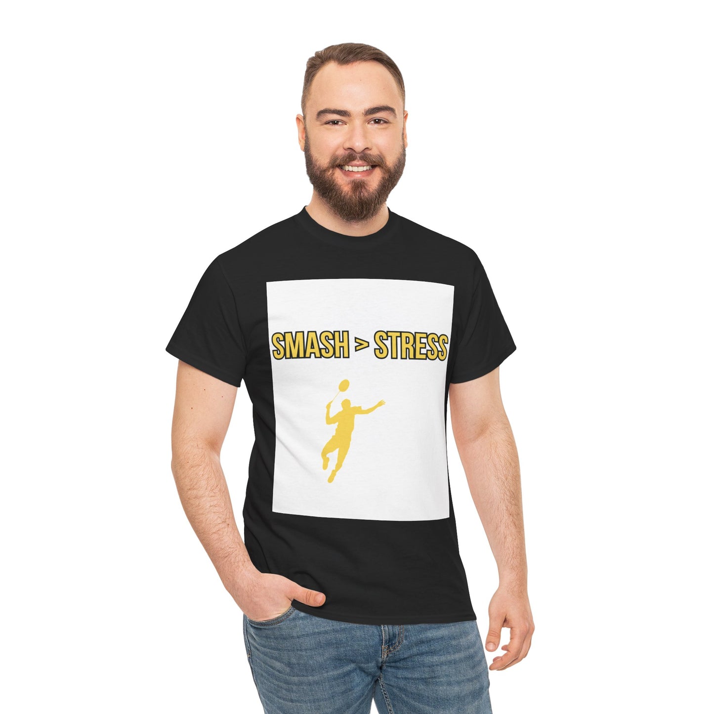 Smash > Stress — Badminton Graphic Tee